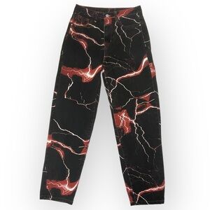 SHEIN Lightening Pattern Straight Leg Jeans Size XS